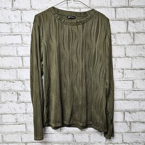 Pretty Garden Women's Olive Green Long Sleeve Textured Top Size XL